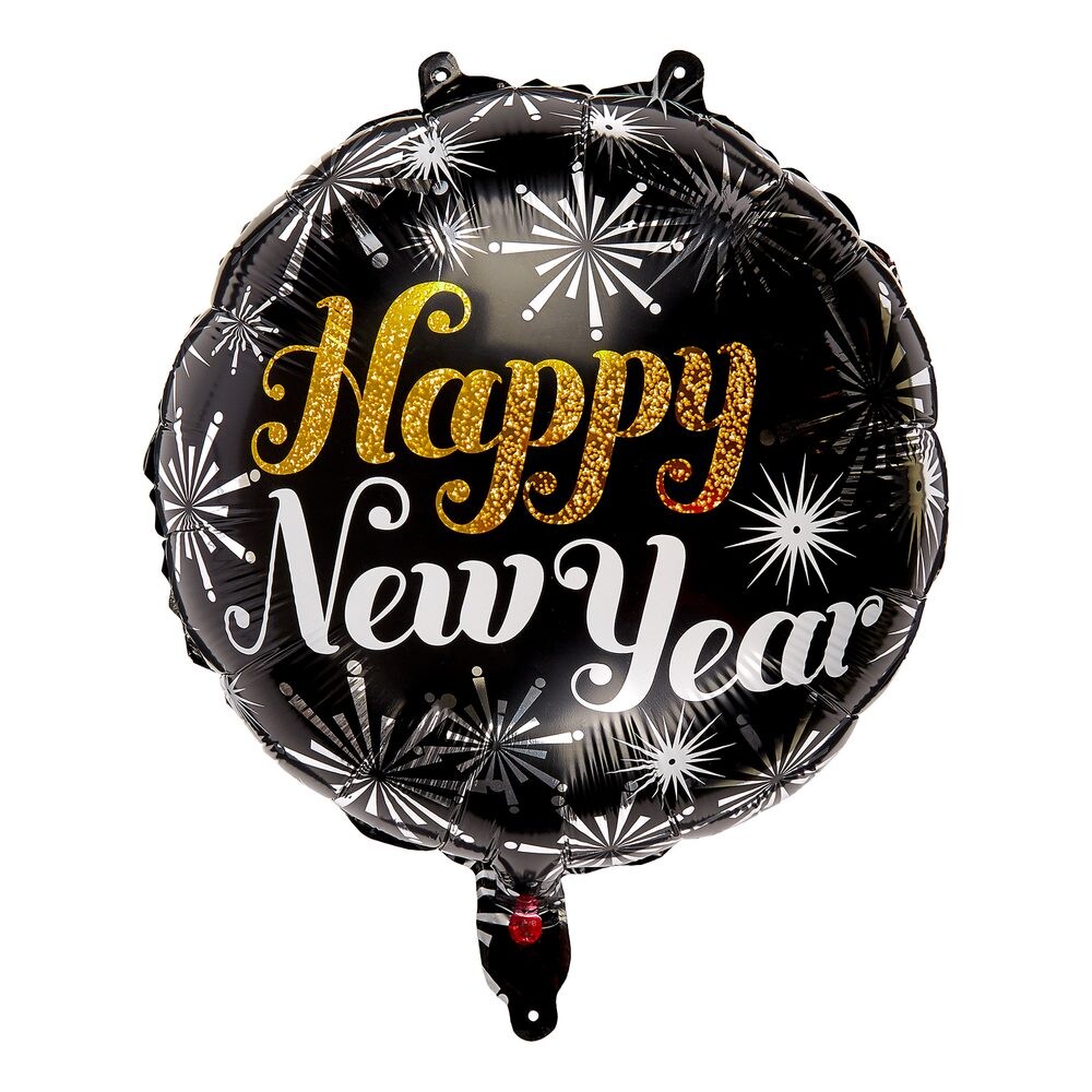 HAPPY NEW YEAR Fóliový balonek kulatý