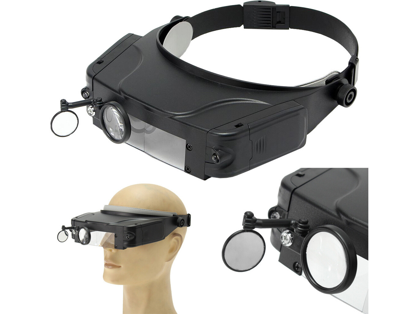 Náhlavní lupa s LED osvětlením ( 1,5x; 3x; 9,5x; 11x)