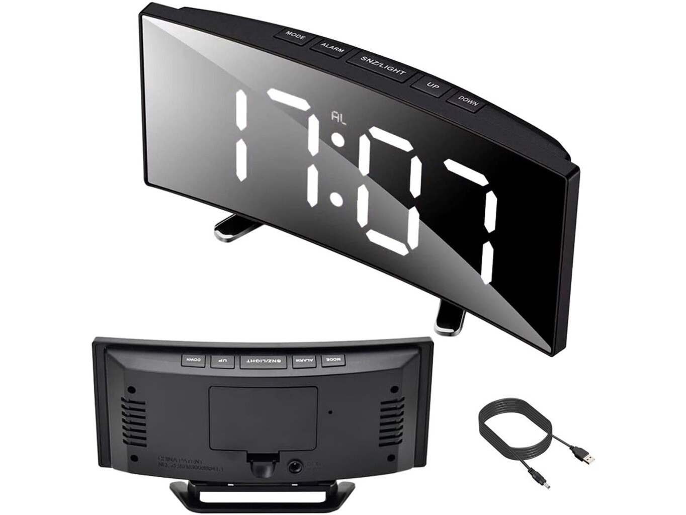 Digitální LED budík se zrcadlovým displejem a teploměrem