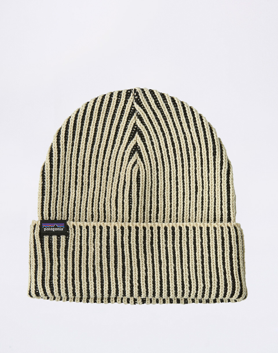Patagonia Fisherman's Rolled Beanie Contrast Stripe: Black