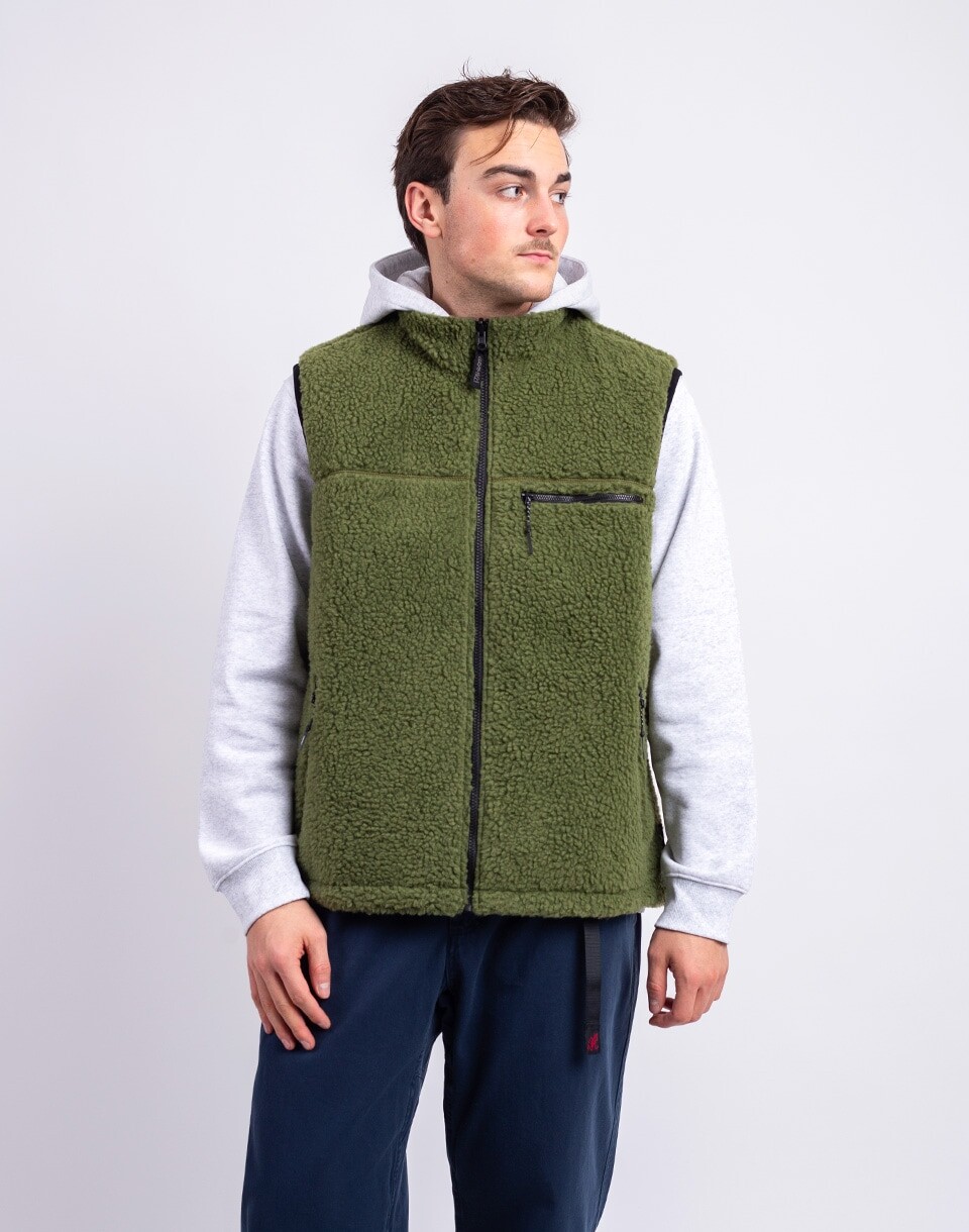 Gramicci Reversible Sherpa Vest OLIVE/DUSTY NAVY S