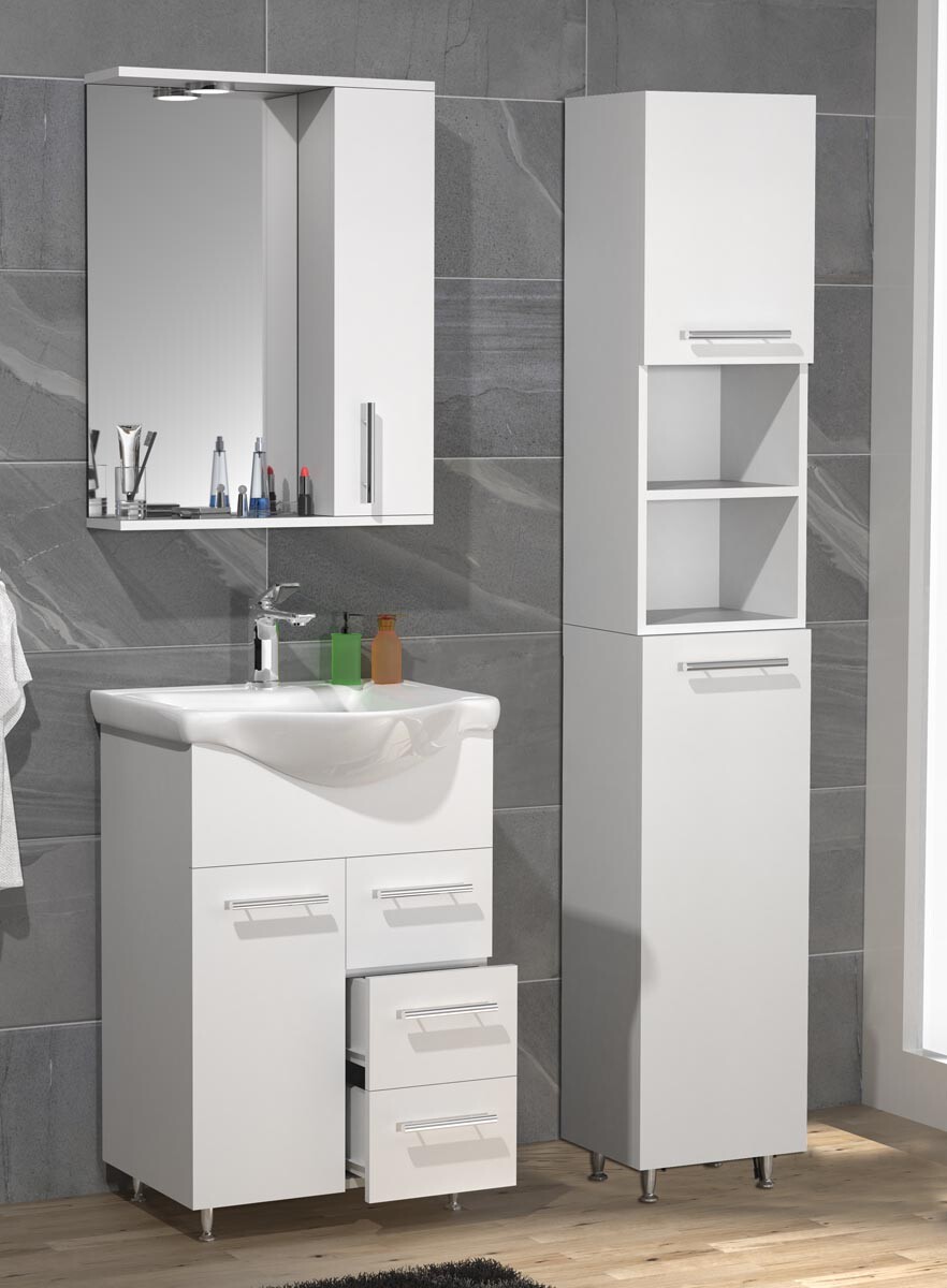 4dílná umyvadlová skříňka Lisalo L, bílá