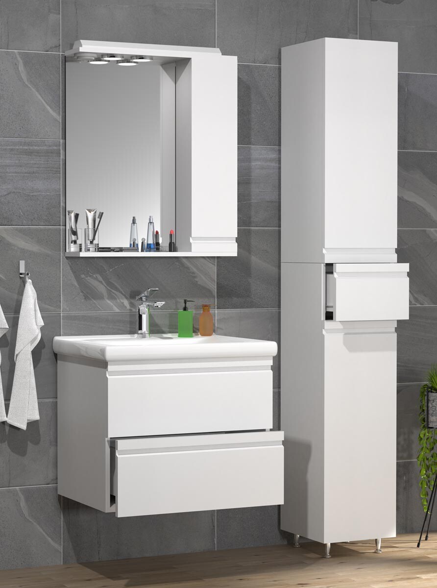 4dílná umyvadlová skříňka Silora L, bílá