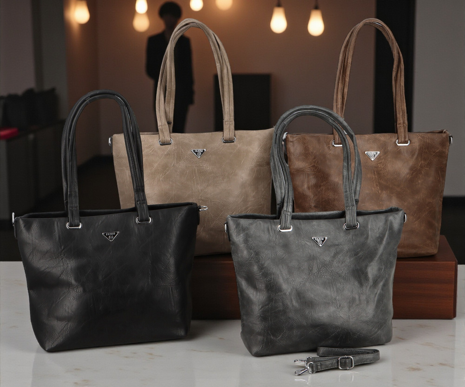 Stylová dámská koženková kabelka na rameno Mileta, khaki