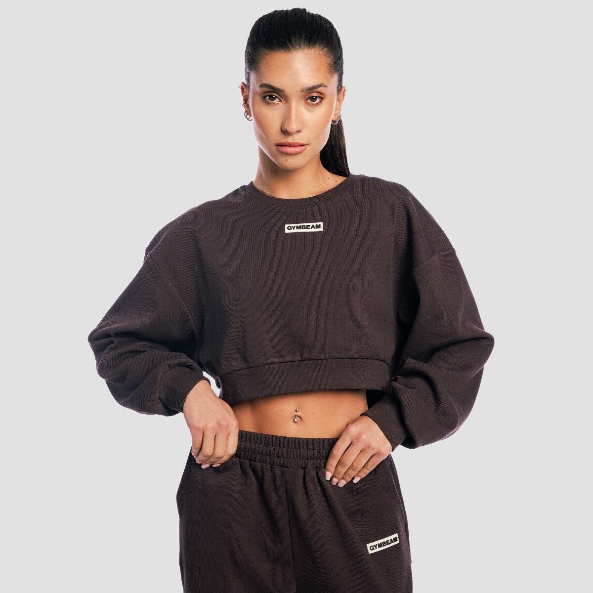 GymBeam Dámská mikina Cropped Aura Tee Brown