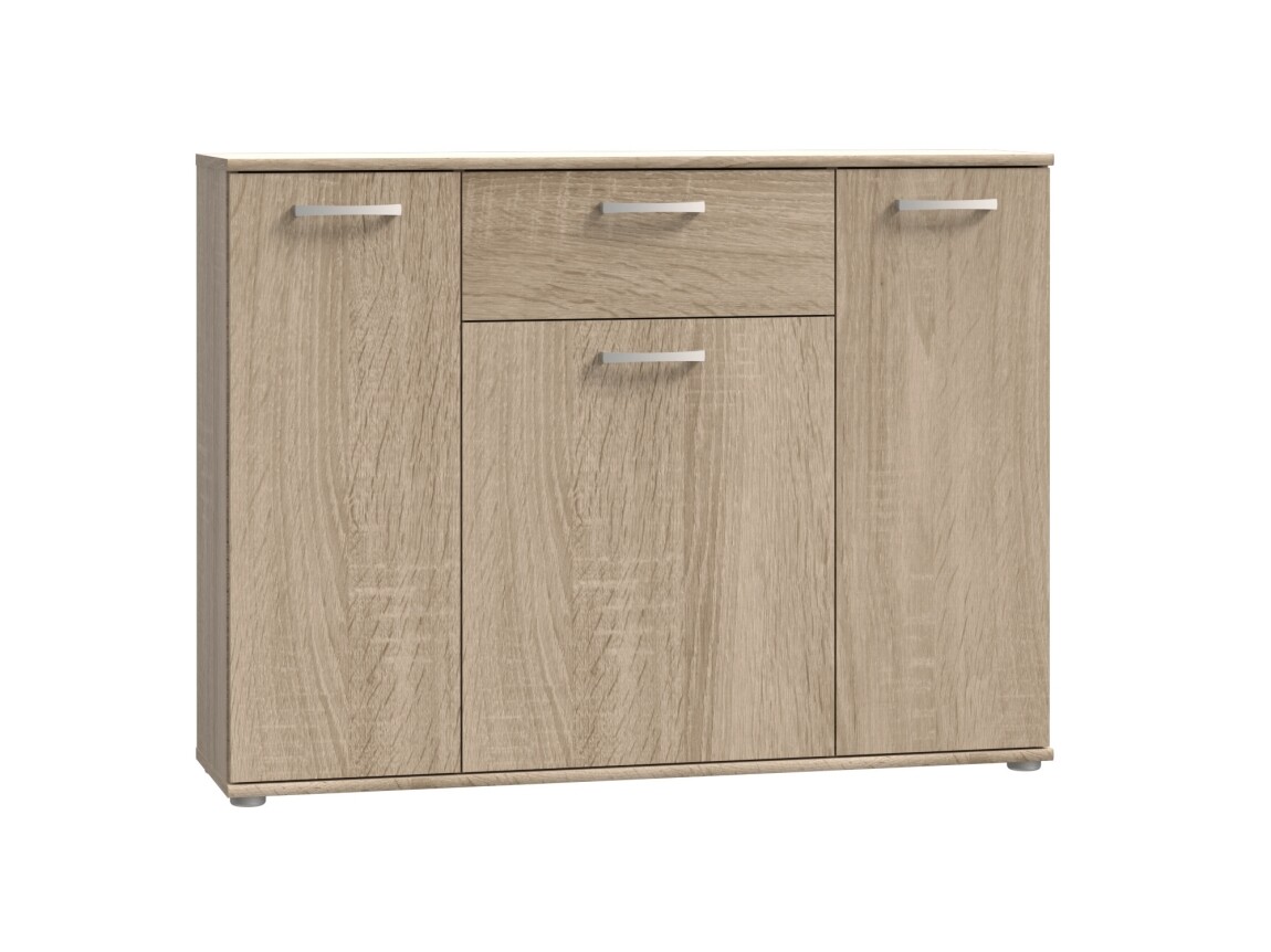 Komoda DUNANUEJ 3 se zásuvkou, dub sonoma, 5 let záruka