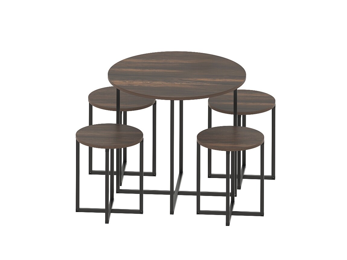 Jídelní set ZALME 1+4, černá/mars