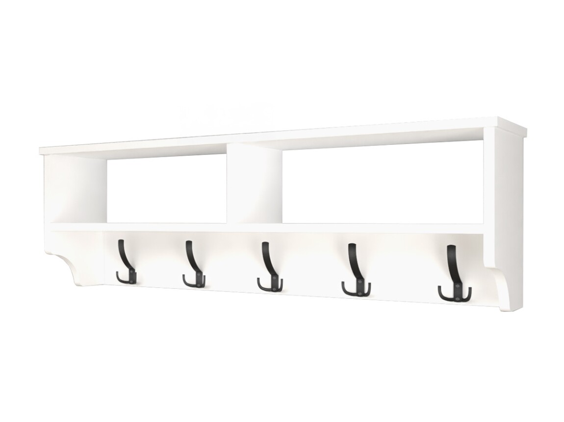 Nástěnný věšák BRELI s policí, bílá