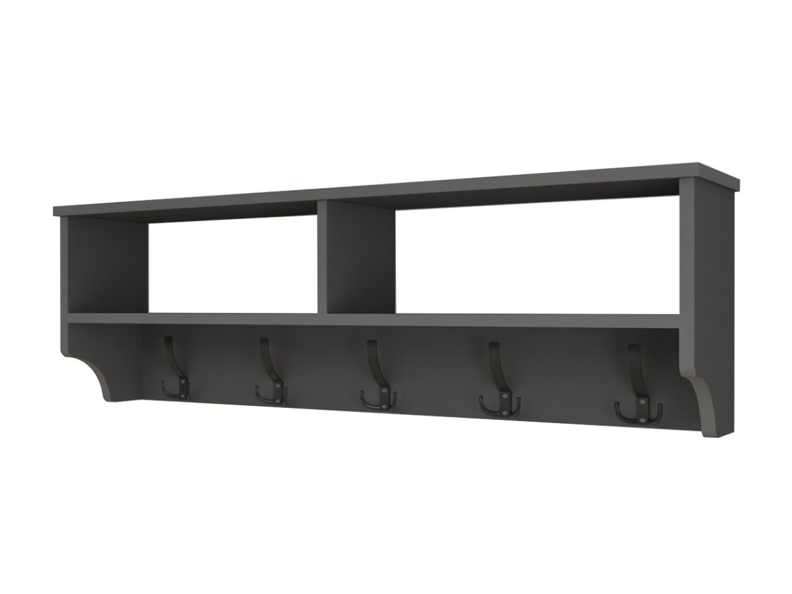 Nástěnný věšák BRELI s policí, antracit