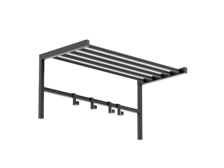 Kovový nástěnný věšák GARAR s policí, černý