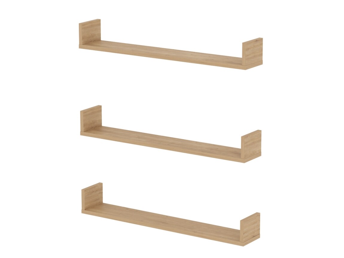 Sada 3 nástěnných polic HALYOR 90 cm, dub safírový