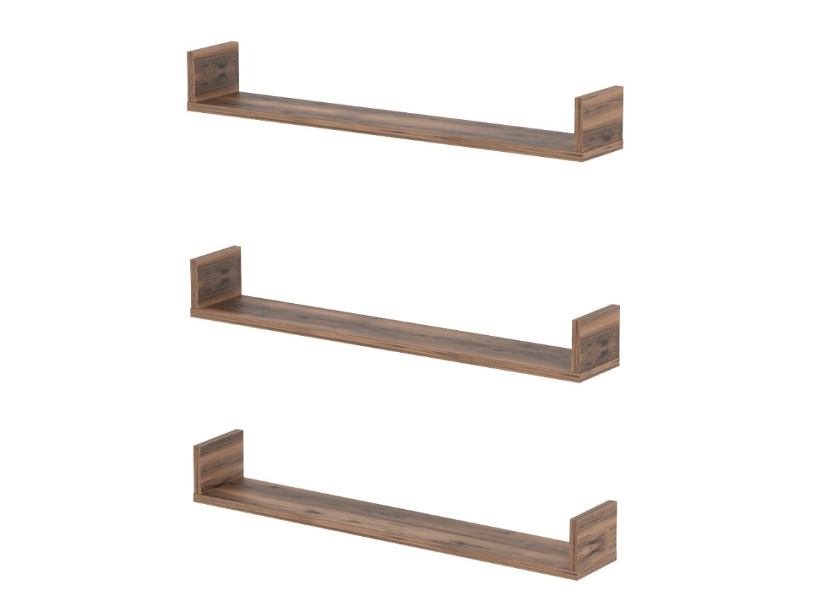 Sada 3 nástěnných polic HALYOR 90 cm, lydia