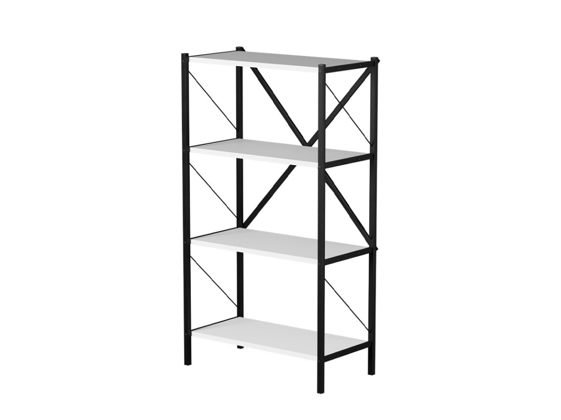 Kovový regál HALROS, černá/bílá