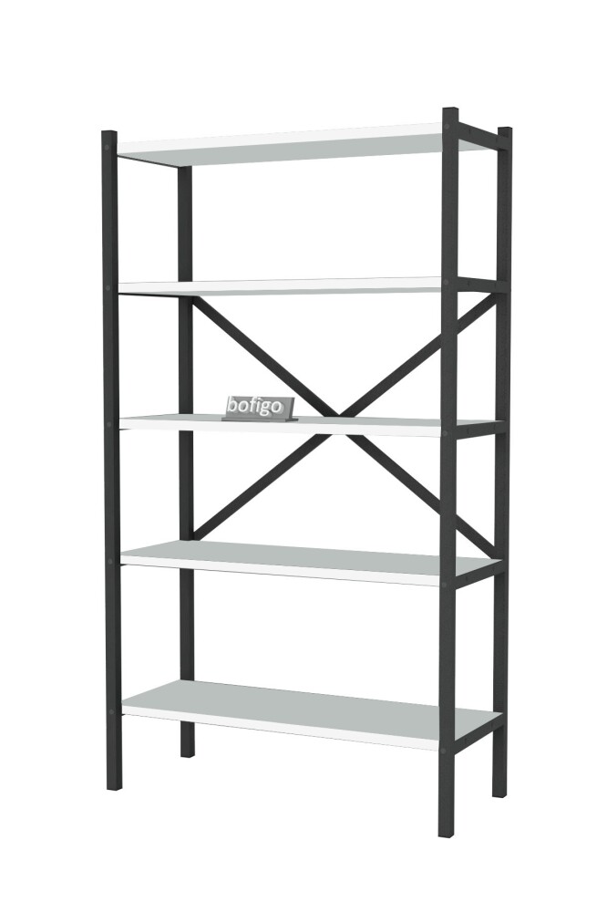Kovový regál IVELGAR, černá/bílá
