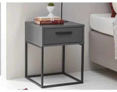 Noční stolek s 1 zásuvkou Suna, grafitový