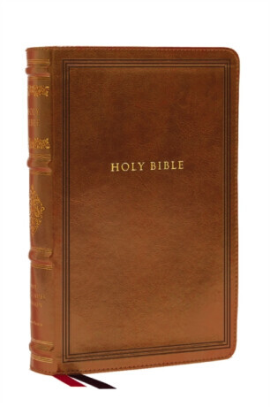 NKJV Large Print Reference Bible, Brown Leathersoft, Red Letter, Comfort Print (Sovereign Collection) - Thomas Nelson