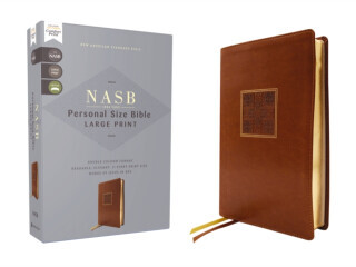 NASB, Personal Size Bible, Large Print, Leathersoft, Brown, Red Letter, 1995 Text, Comfort Print - Zondervan
