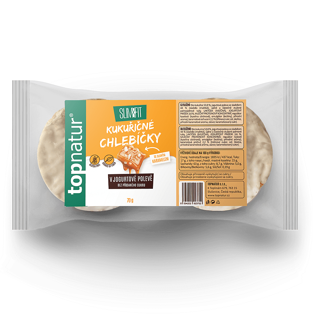 TOPNATUR Kukuřičný chlebíček slaný karamel v jogurtové polevě 70 g