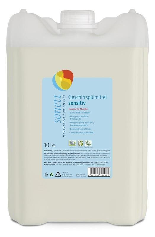 Sonett Prostředek na nádobí Sensitive 10 l - i pro nejcitlivější a alergickou pokožku