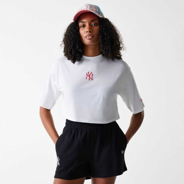 New Era NEW YORK YANKEES LEAGUE ESSENTIAL MIDI CROP Dámské triko, bílá, velikost