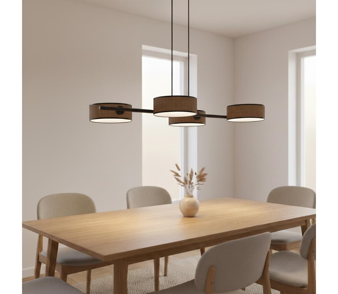 EMIBIG Lustr na lanku DRUMZ 4xE14/10W/230V hnědá 1563/4