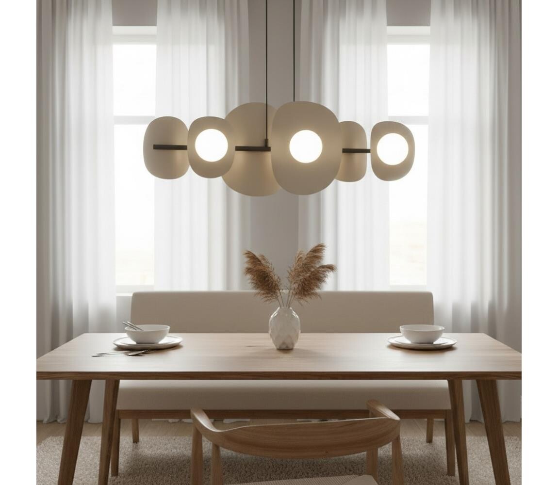 EMIBIG Lustr na lanku ELEMENTI 6xG9/8W/230V béžová 1493/6