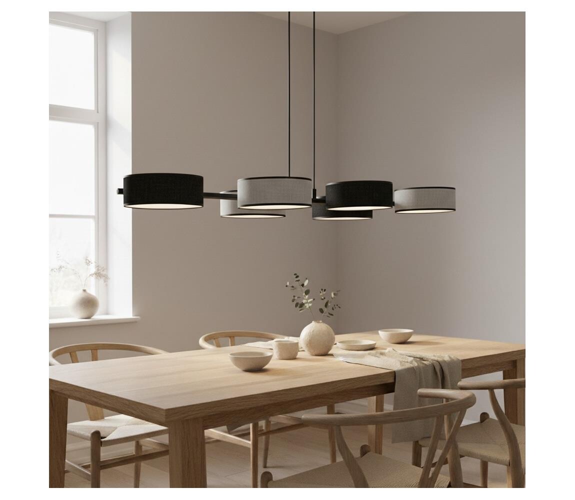 EMIBIG Lustr na lanku DRUMZ 6xE14/10W/230V černá/šedá 1567/6