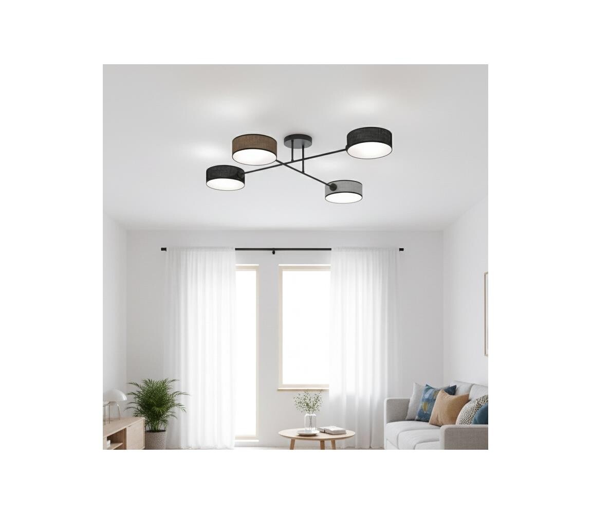 EMIBIG Přisazený lustr MAGA 4xE14/10W/230V černá/hnědá/šedá 1572/4