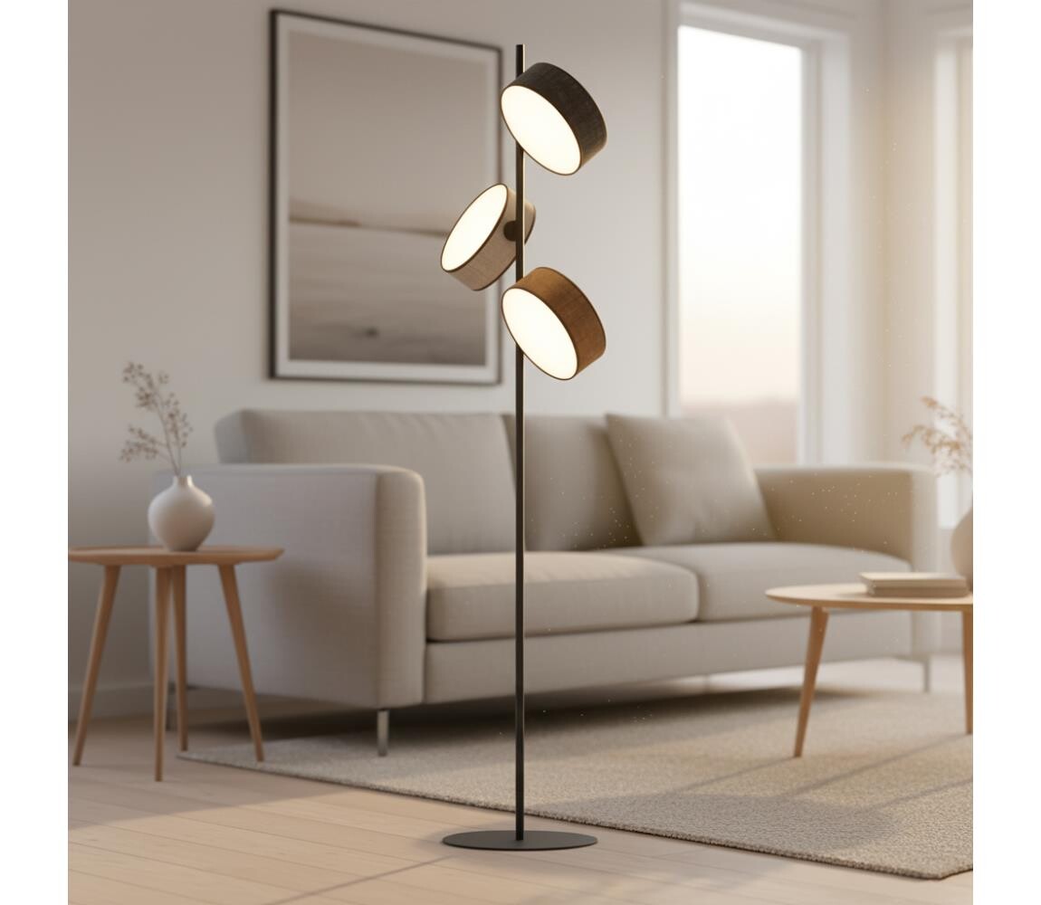 EMIBIG Stojací lampa DRUMZ 3xE14/10W/230V černá/hnědá/šedá 1566/LP3