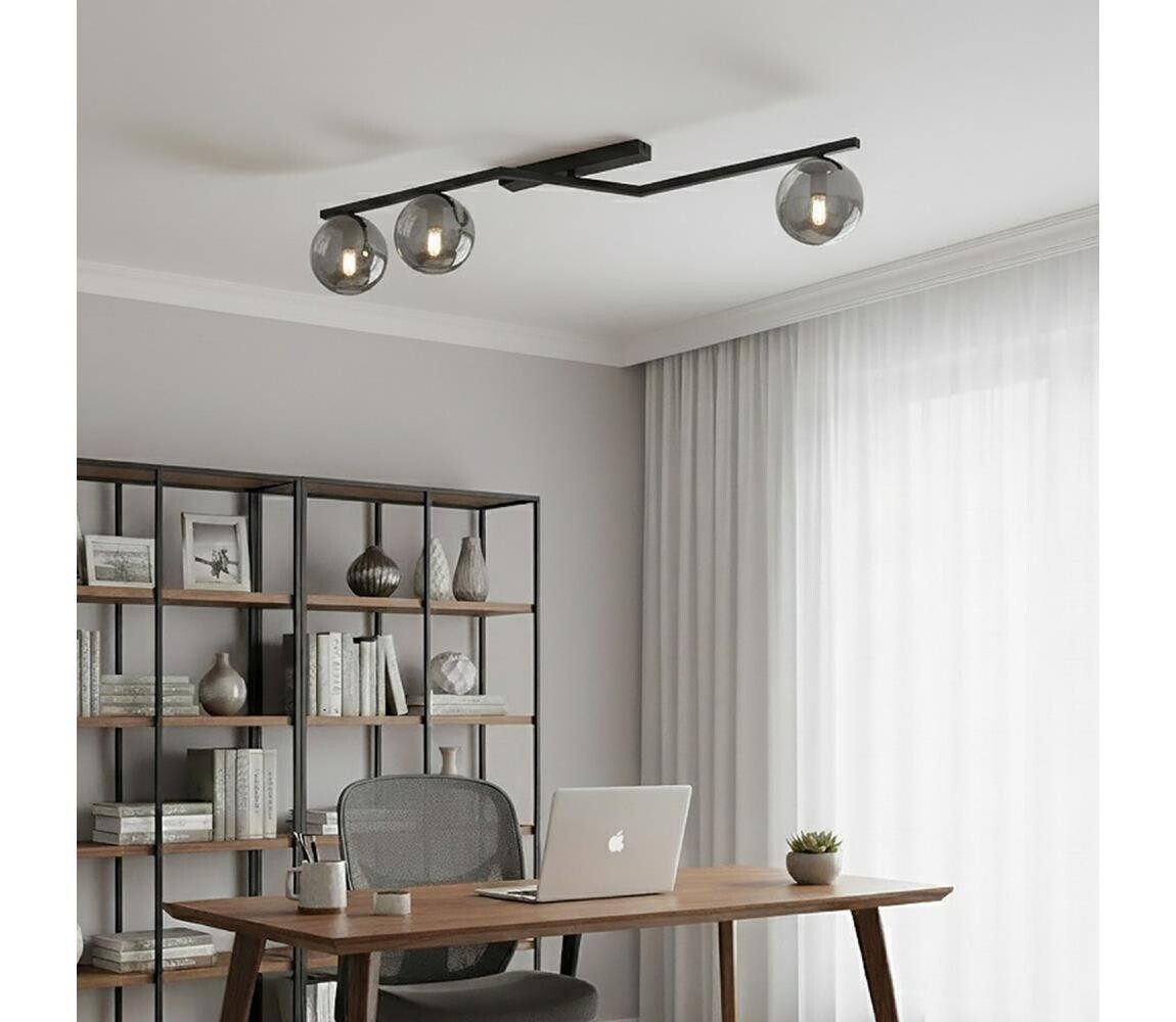 EMIBIG Stropní svítidlo NATON 3xE14/10W/230V černá/kouřová 1509/3