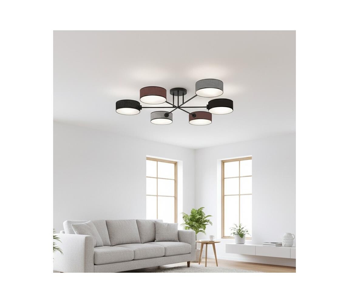 EMIBIG Přisazený lustr MAGA 6xE14/10W/230V černá/hnědá/šedá 1572/6