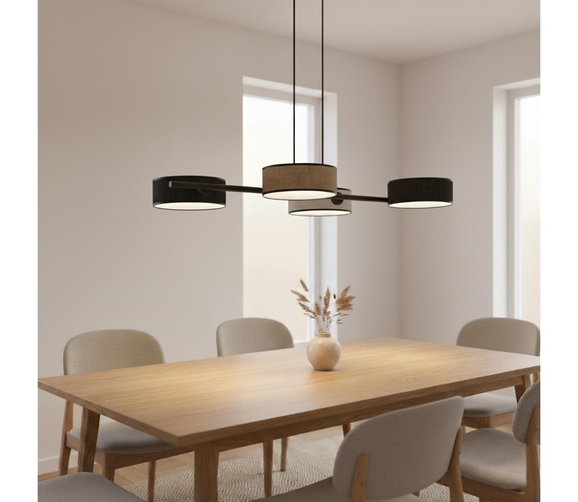 EMIBIG Lustr na lanku DRUMZ 4xE14/10W/230V černá/hnědá/šedá 1566/4