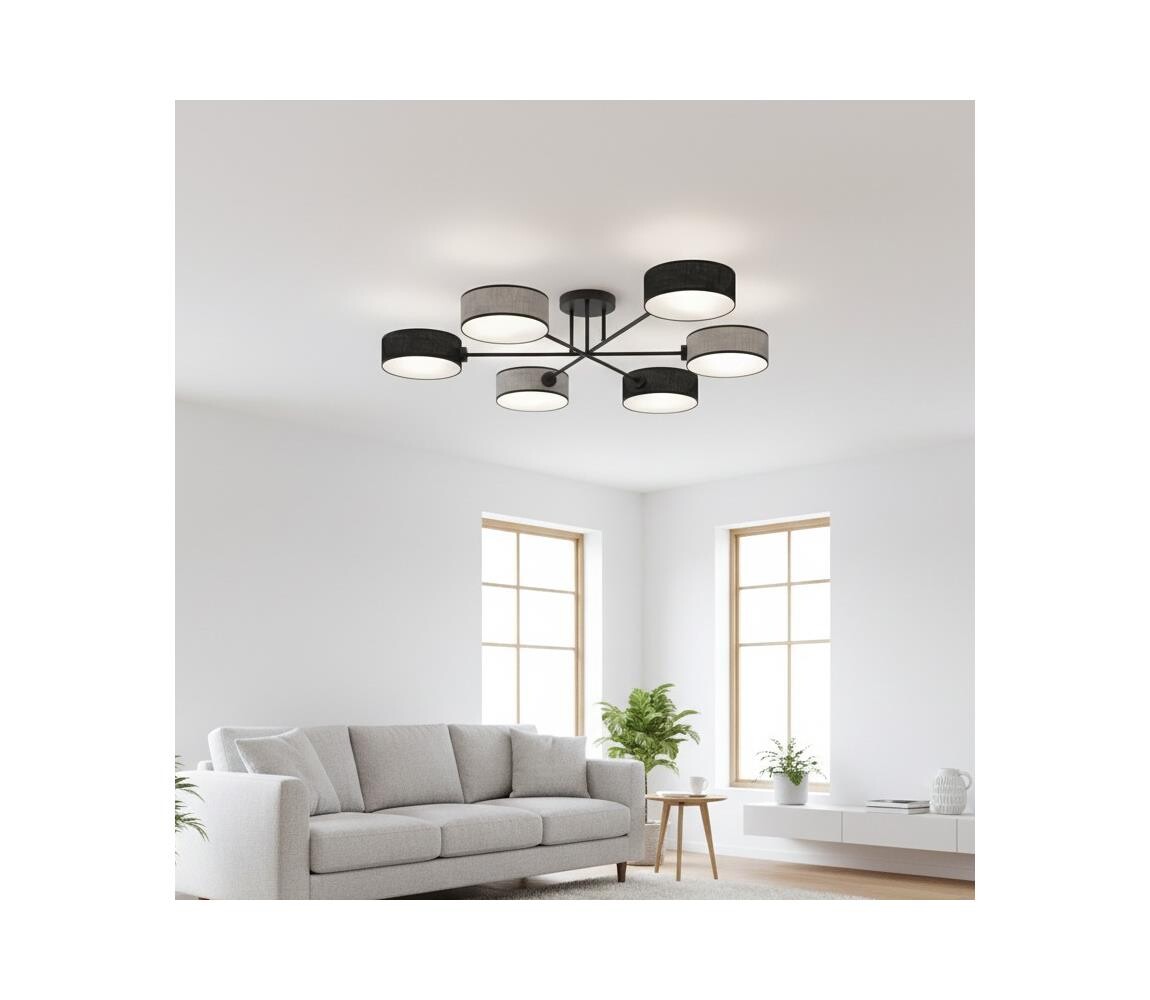 EMIBIG Přisazený lustr MAGA 6xE14/10W/230V černá/šedá 1573/6