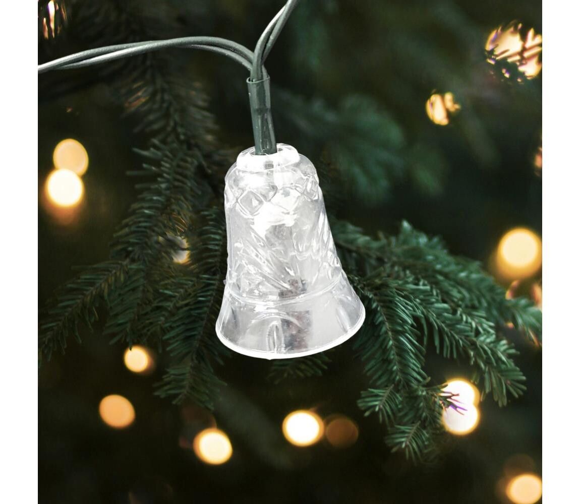 LED Vánoční venkovní řetěz 20xLED/2xAA 2,2 m IP44 multicolor zvonečky 028 0000617