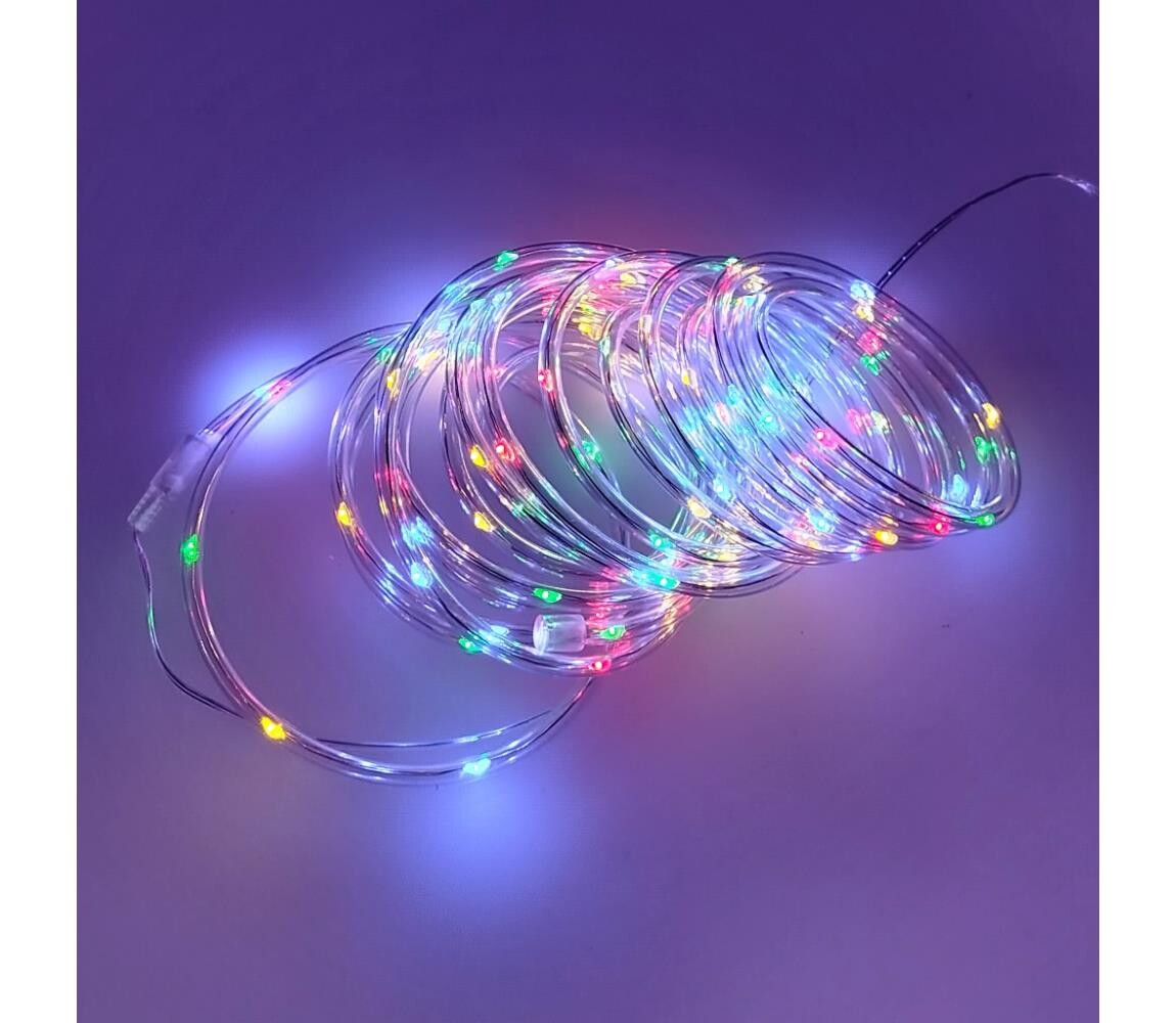 LED Vánoční venkovní řetěz 100xLED/3xAA 5,45 m IP44 multicolor 028 0000619
