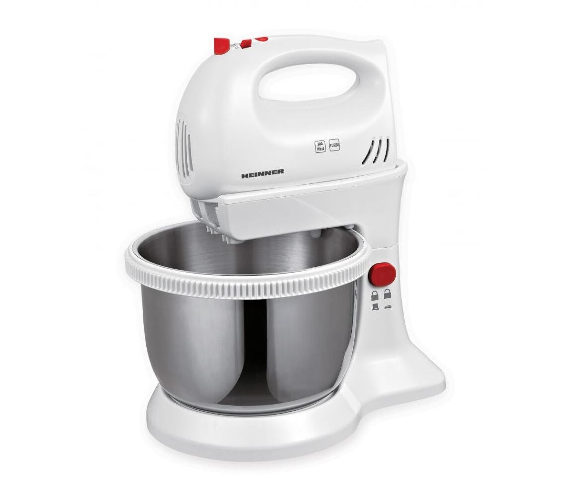 Heinner HMBR-300W - Ruční šlehač s otočnou mísou 300W/230V bílá HMBR-300W