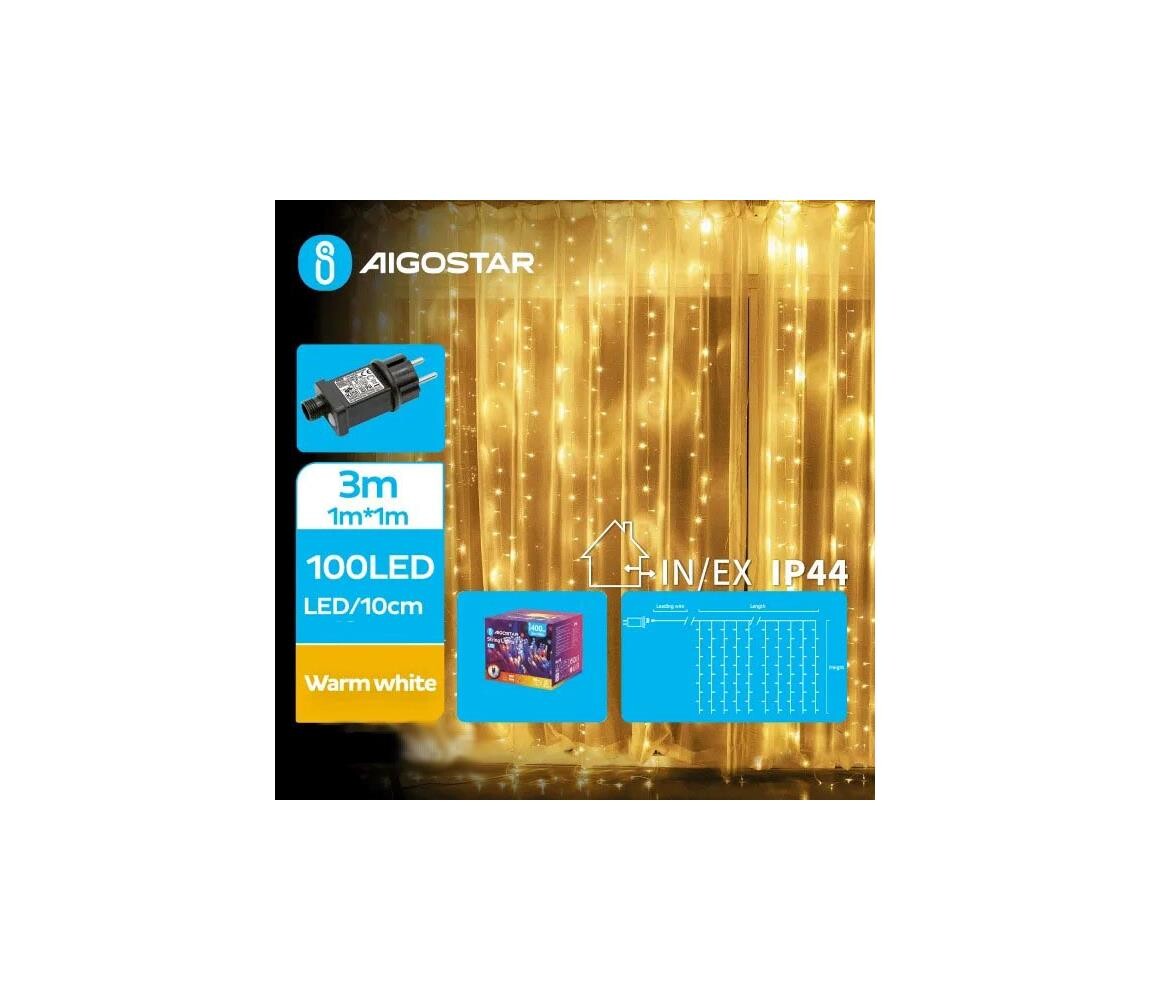 B.V.  - LED Venkovní vánoční řetěz 100xLED/8 funkcí 4x1m IP44 teplá bílá B10303JT5