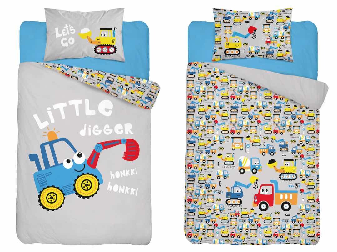 Detexpol Povlečení do postýlky 100x135 + 40x60 cm - Bagry