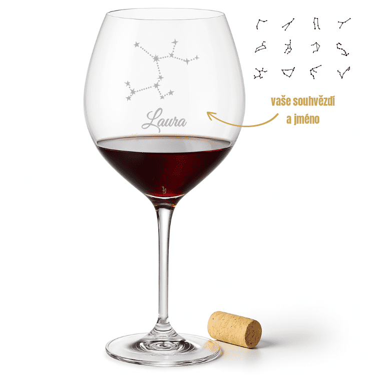 Dekorant Sklenice na červené víno Uria se souhvězdím a jménem 750 ml 1KS