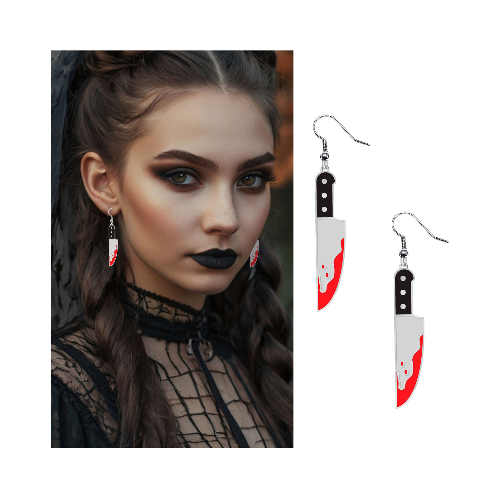 Náušnice Halloween Nůž Albi