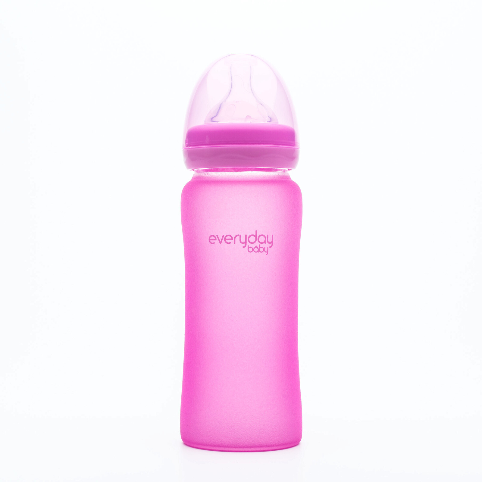 Everyday Baby skleněná láhev s termo senzorem, 300 ml, růžová