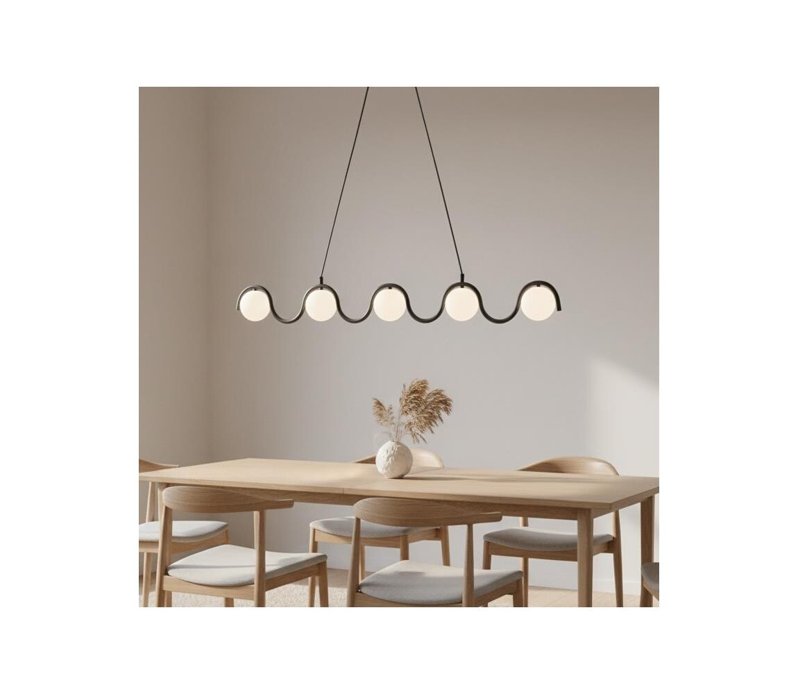 EMIBIG Lustr na lanku SINUS 5xG9/8W/230V černá 1582/5