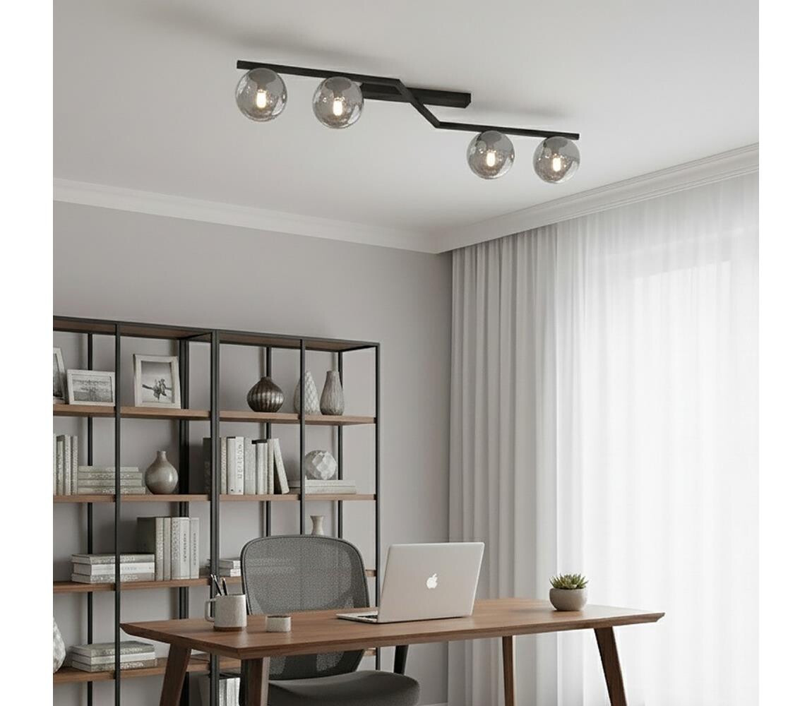 EMIBIG Stropní svítidlo NATON 4xE14/10W/230V černá/kouřová 1509/4