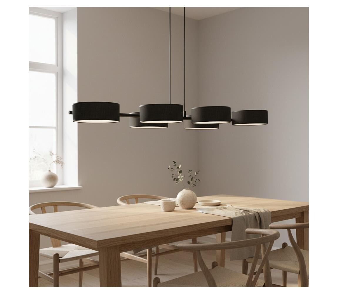 EMIBIG Lustr na lanku DRUMZ 6xE14/10W/230V černá 1562/6