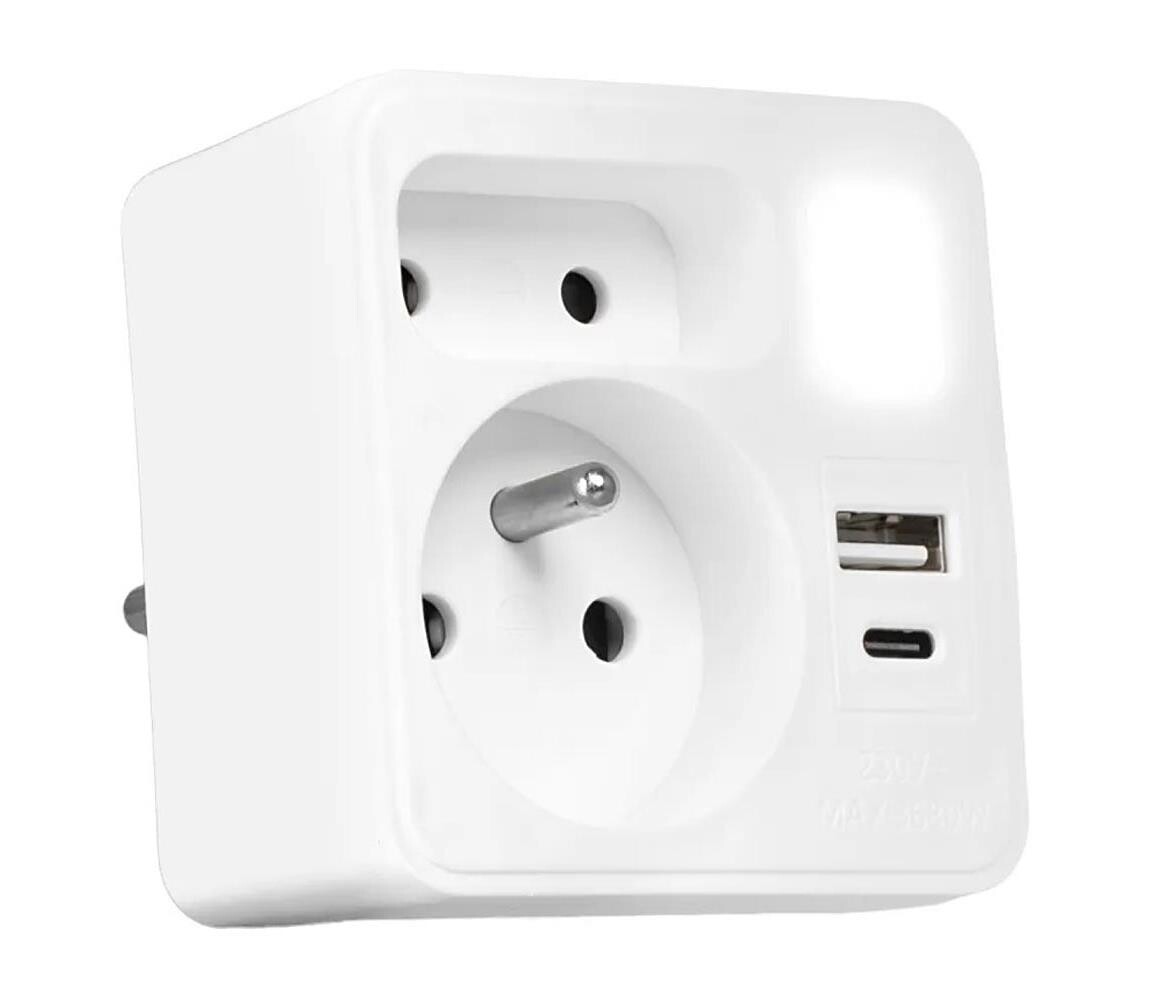 Vayox Rozbočovací zásuvka 2Z + USB-C + USB-A s LED osvětlením 0,5W/230V 3000K BX15291