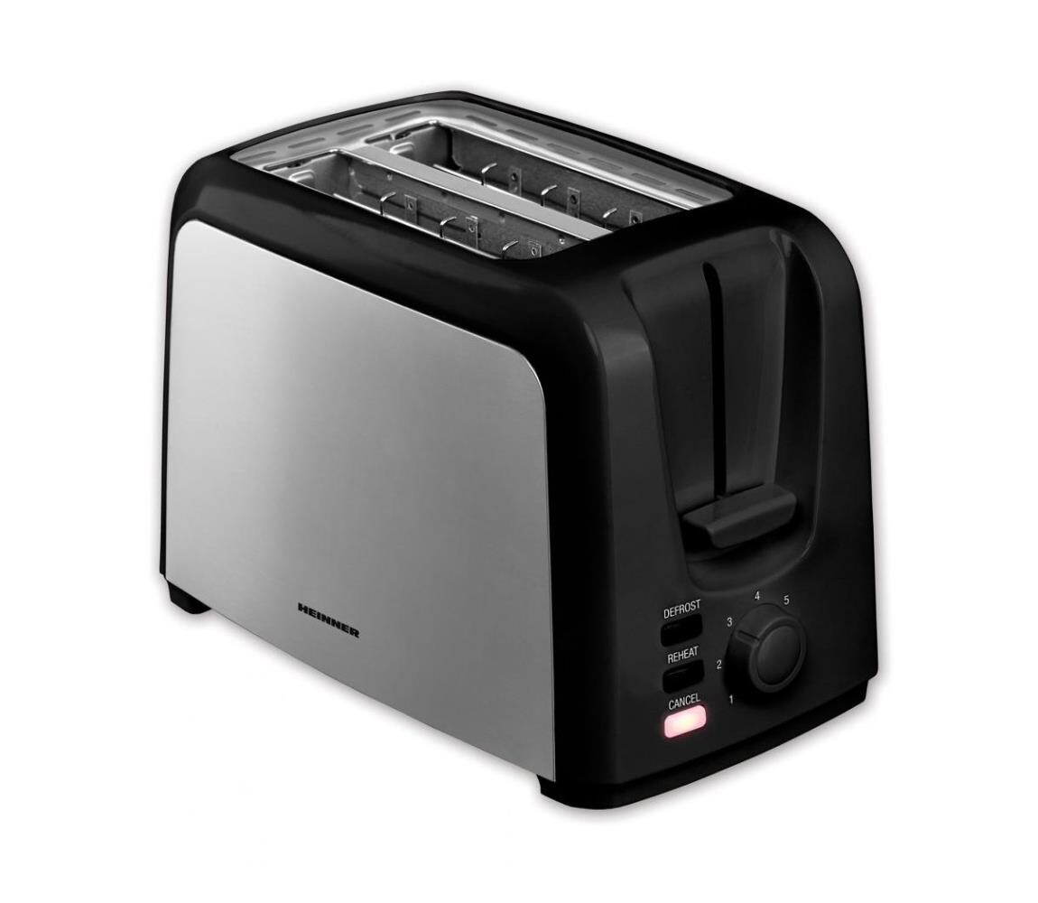 Heinner HTP-700BKSS - Topinkovač s dvěma otvory 700W/230V černá/matný chrom HTP-700BKSS