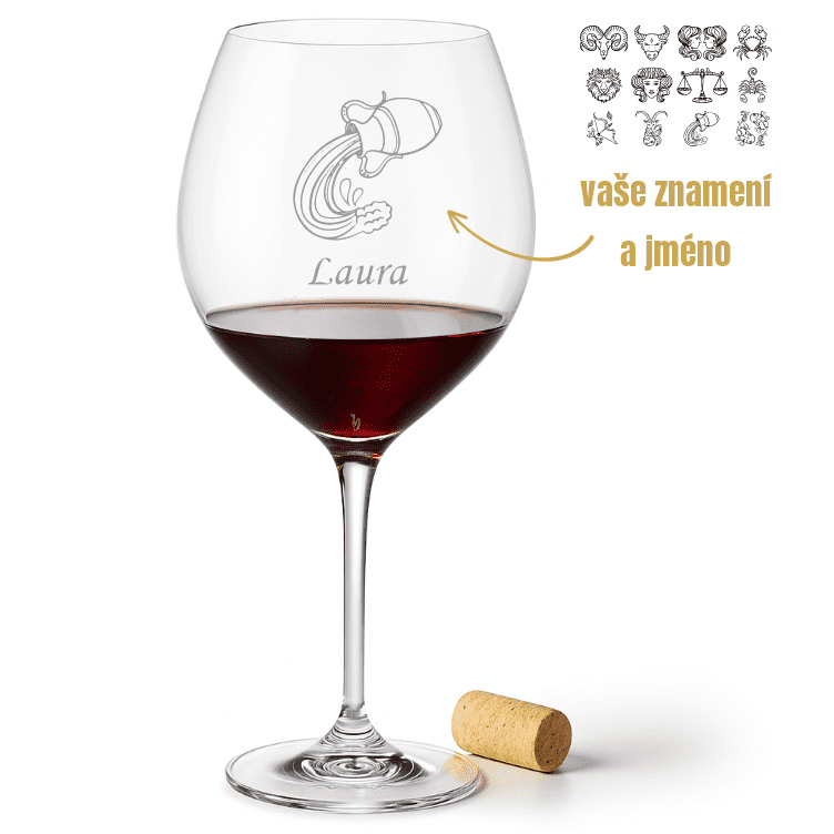 Dekorant Sklenice na červené víno Uria se znamením zvěrokruhu a jménem 750 ml 1KS