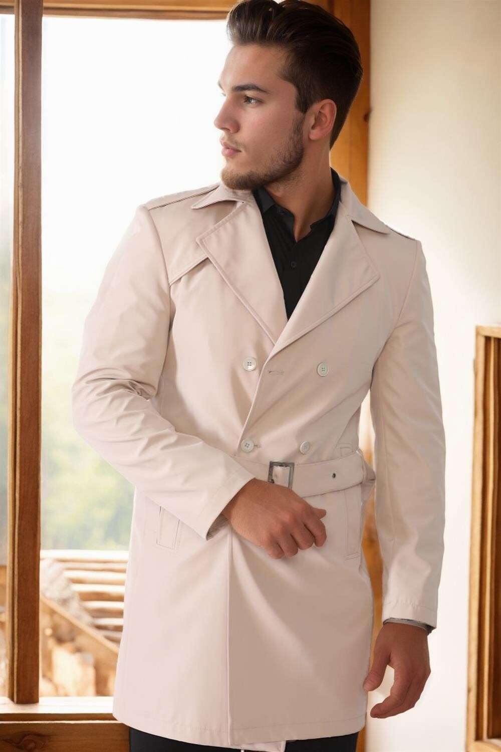 PLT9321 DEWBERRY MEN'S TOPCOAT-BEIGE
