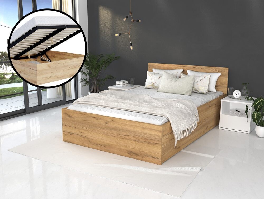 AJK - meble Postel Panama 90 x 200 cm s výklopným roštem a úložným prostorem