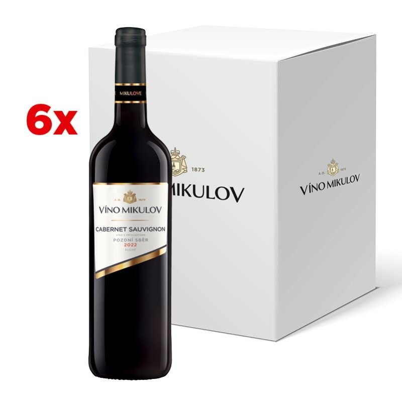 Víno Mikulov Cabernet Sauvignon 2022 pozdní sběr karton 6 ks - BLACK FRIDAY